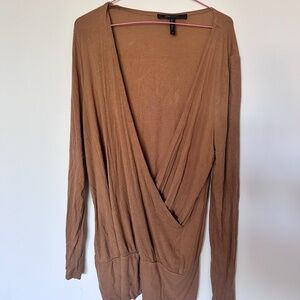 BCBGMaxAzria Ribbed Jersey Surplice Top